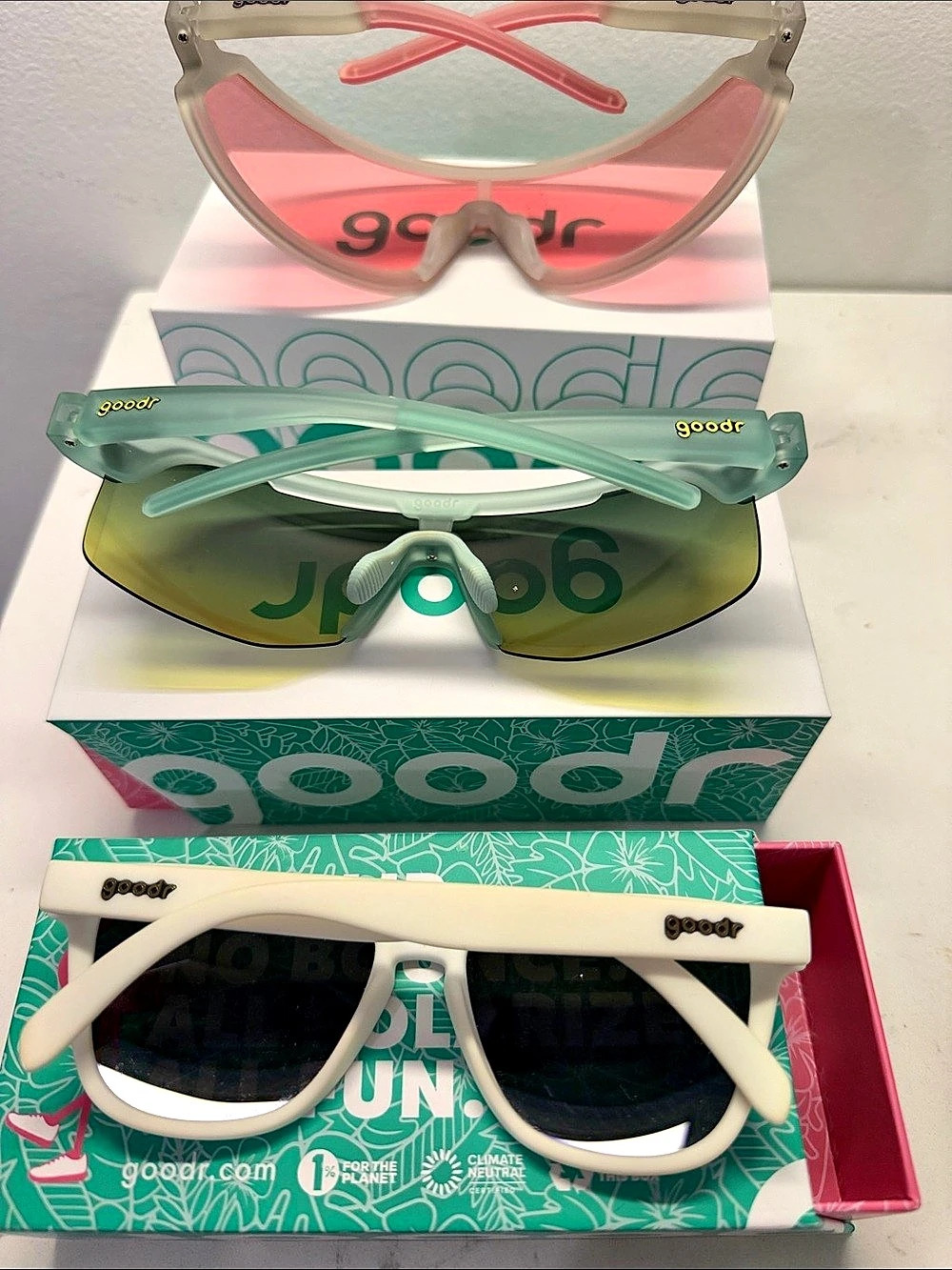 goodr Bundle of 3 Sunglasses  Set in Green & Pink - New